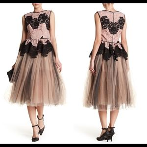 NEW $549 Isabel Garcia Lace & Tulle Dress in Pink/Black [SZ Medium ]‎